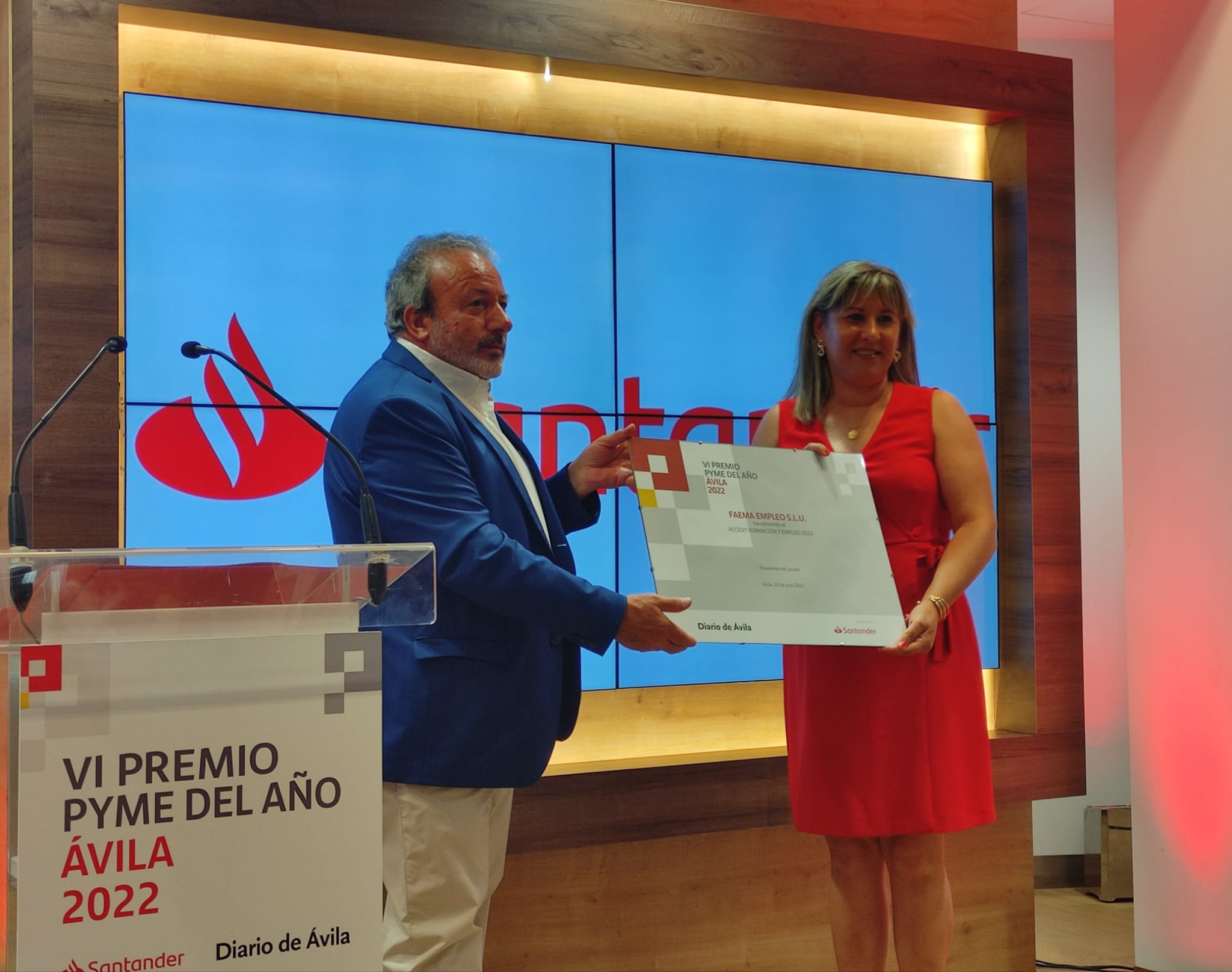 Formación y Empleo de la VI edición de los Premios PYME del Año. Cámara de Comercio, Banco Santander España y Diario de Ávila